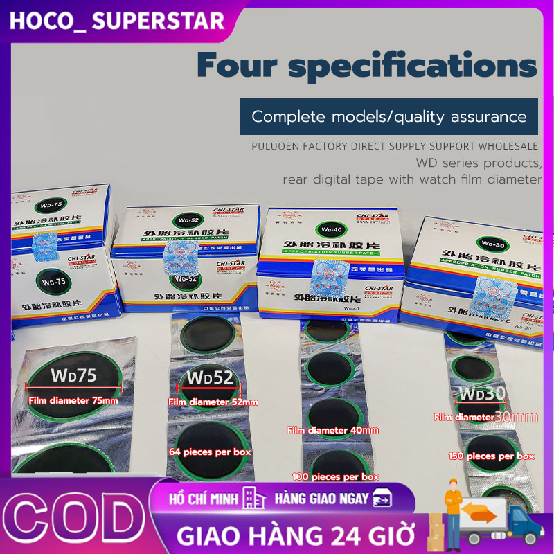100 Miếng/Hộp 40mm Miếng Vá Lốp Xe Hơi Dạng Tròn Cao Su Thiên Nhiên Sửa Thủng Lạnh Không Săm