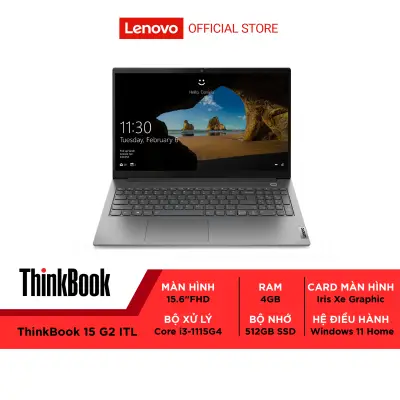 Laptop Lenovo ThinkBook 15 G2 ITL 20VE00UUVN i3 1115G4 Ram 4GB 512GB 15.6 inch FHD Intel Iris Xe Graphics Xám