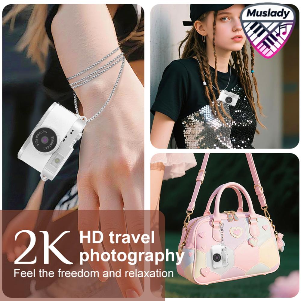MUSLADY พวงกุญแจกล้อง 2K FHD วิดีโอ 2MP Photo หน้าจอสี 1.47 นิ้วในตัว 4 ตัวกรองแฟลช LED ชาร์จขนาดเล็ก retro Digital กล้อง ราคา 538 บาท*ส่งฟรี