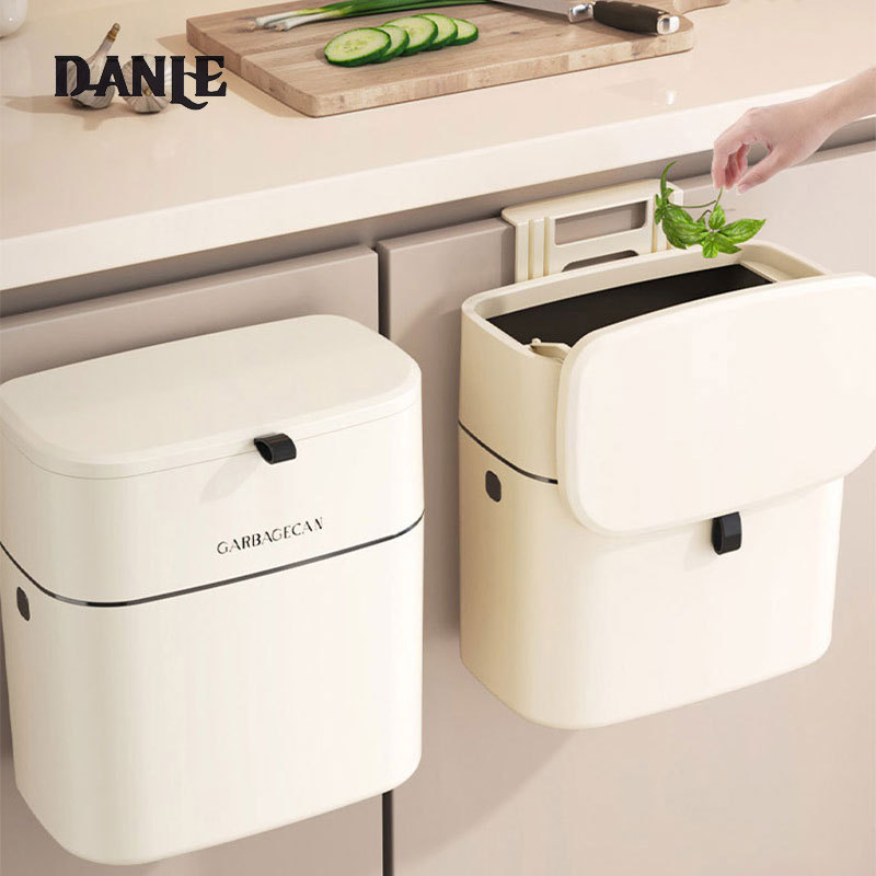 Kitchen trash can Hanging garbage can Special seam for bathroom Garbage can with cover Toilet paper basket cupboard door kitchen waste storage bucket ราคา 266 บาท*ส่งฟรี