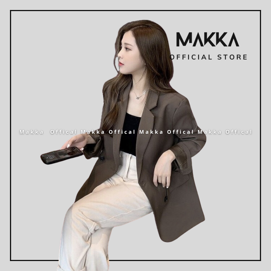 Áo khoác blazer MAKKA áo vest công sở dài tay 2 lớp dài tay đệm vai đứng form 3936