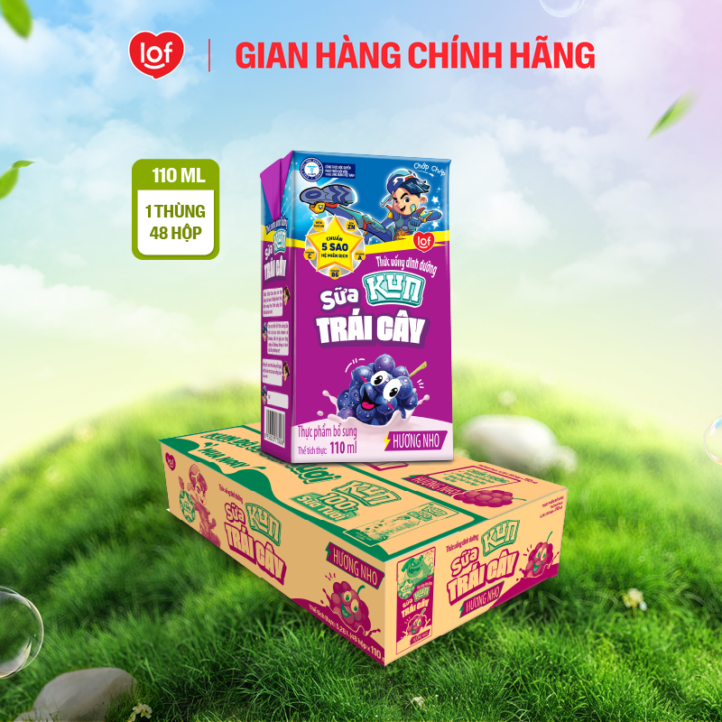 Sữa trái cây KUN vị nho thùng 48 hộp x 110ml
