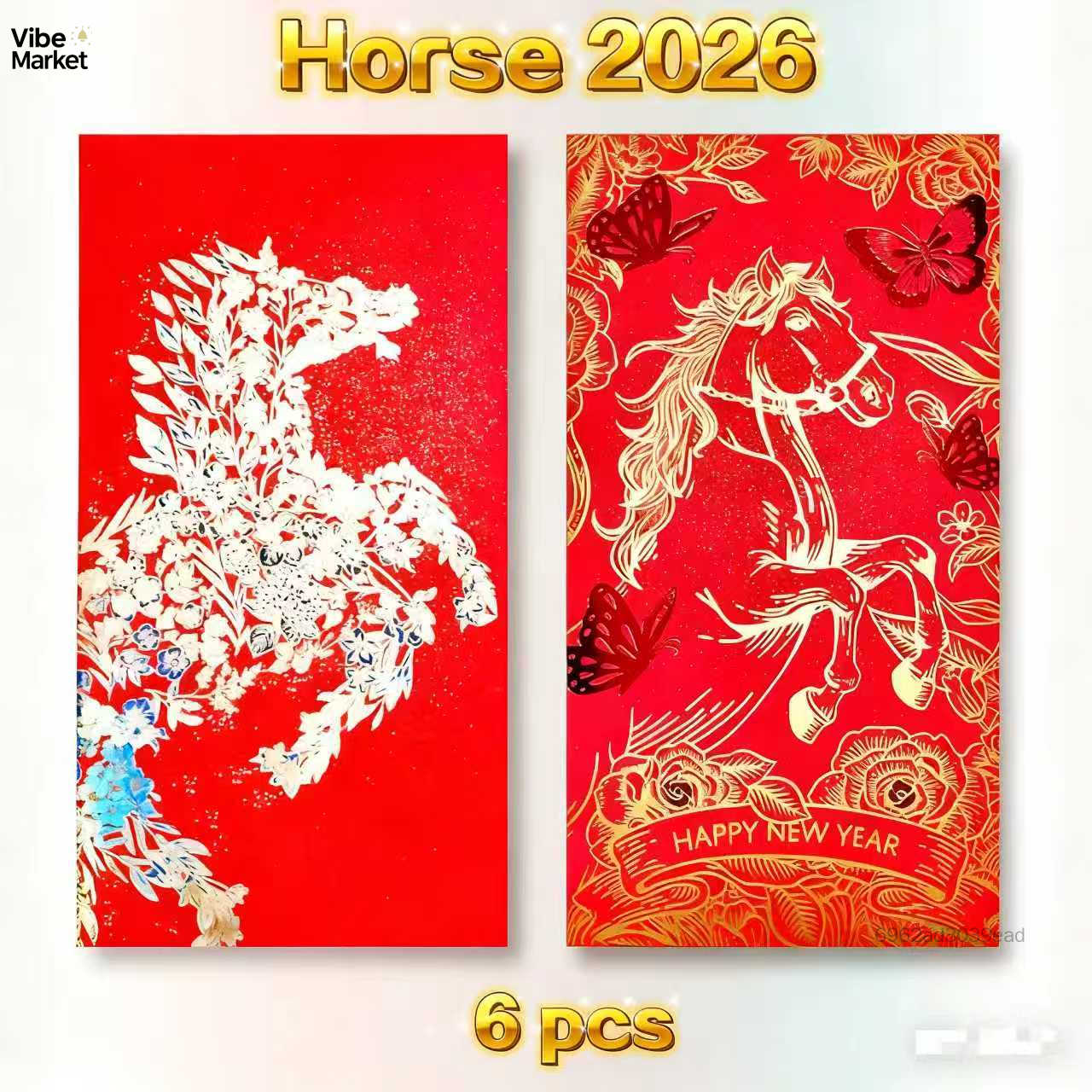 ซองอั่งเปาปีม้า 2026 - อั่งเปาพิมพ์ลาย CNY แบบกำหนดเองสำหรับตรุษจีน ราคา 174 บาท*ส่งฟรี