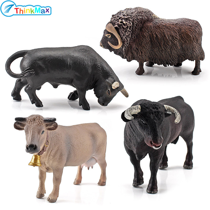 Cute Farm Animals Action Figure Simulation Cattle Bull Model Figurines