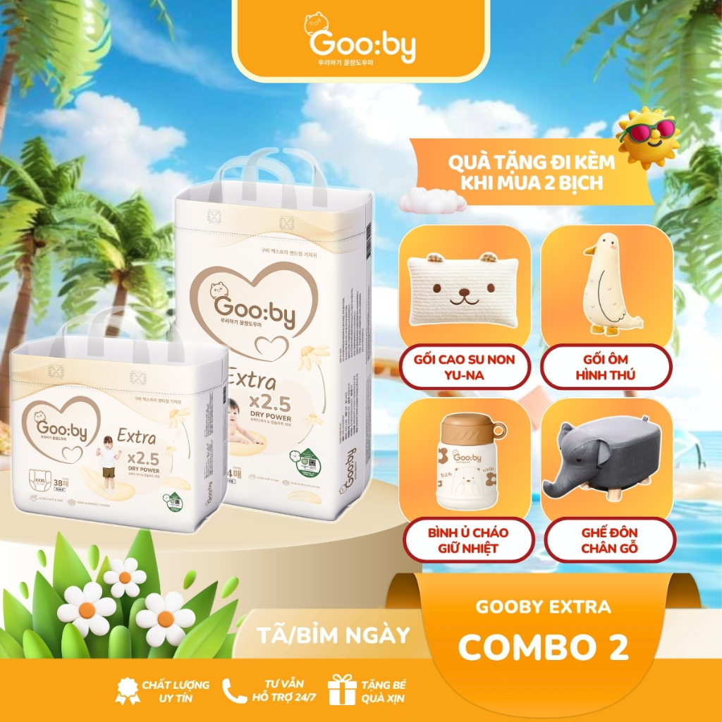 Combo 2 Bịch Bỉm quần Gooby Extra mềm mại an toàn siêu thấm hút size M58L52XL50XXL463XL38 cho bé từ 6 đến 35kg