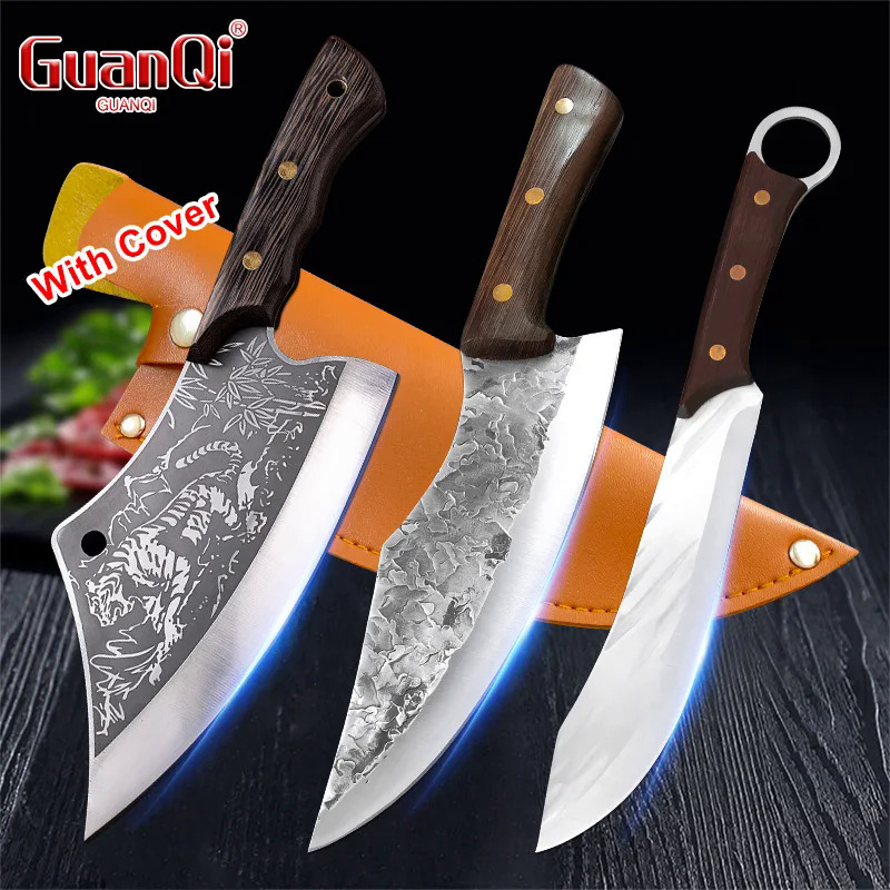 Giả mạo dao nhà bếp thép không gỉ butcher Cleaver thịt thịt bò gà đầu bếp boning dao sắc nét câu cá nấu ăn tiện ích dao