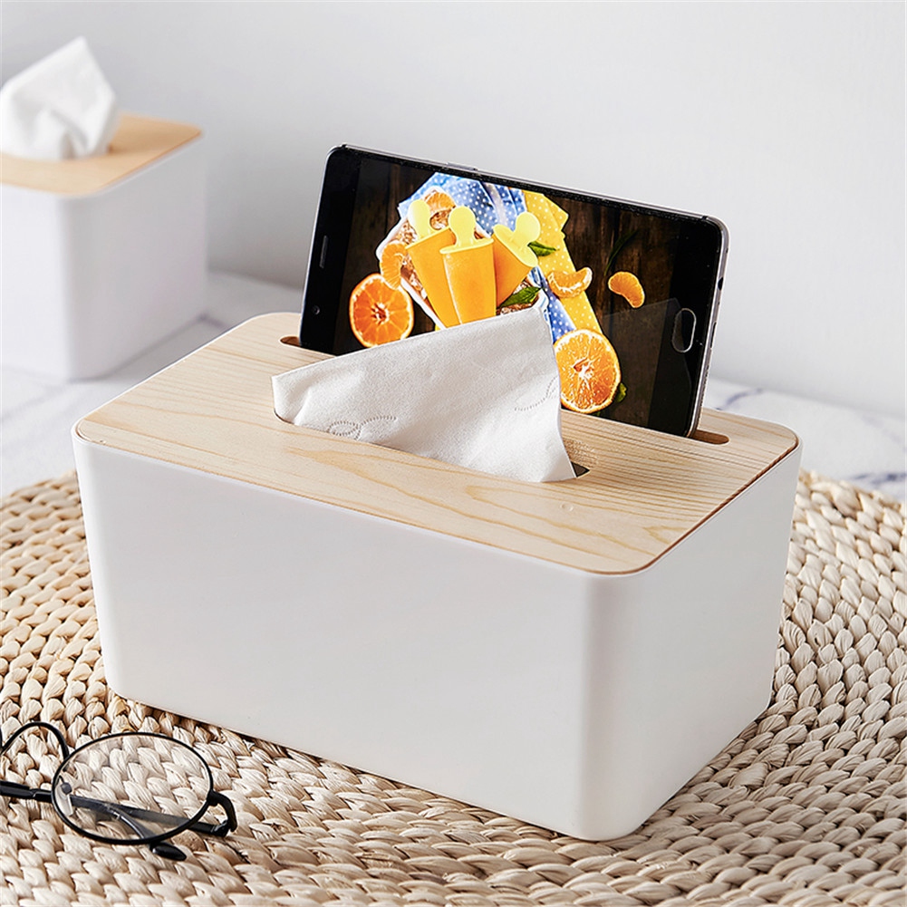 Hộp đựng khăn giấy nhựa có thể tháo rời gỗ Bìa chủ lưu trữ tổ chức cho nhà xe văn phòng Kích thước (L x W x H): Khoảng 11x11x8.5cm/4.33x4.33 x 3.35in