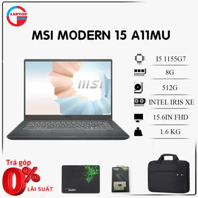 [Mới 100%] Laptop MSI Modern 15 A11MU (i5 1155G7/8GB RAM/512GB SSD/15.6inch FHD/Win10/Xám)