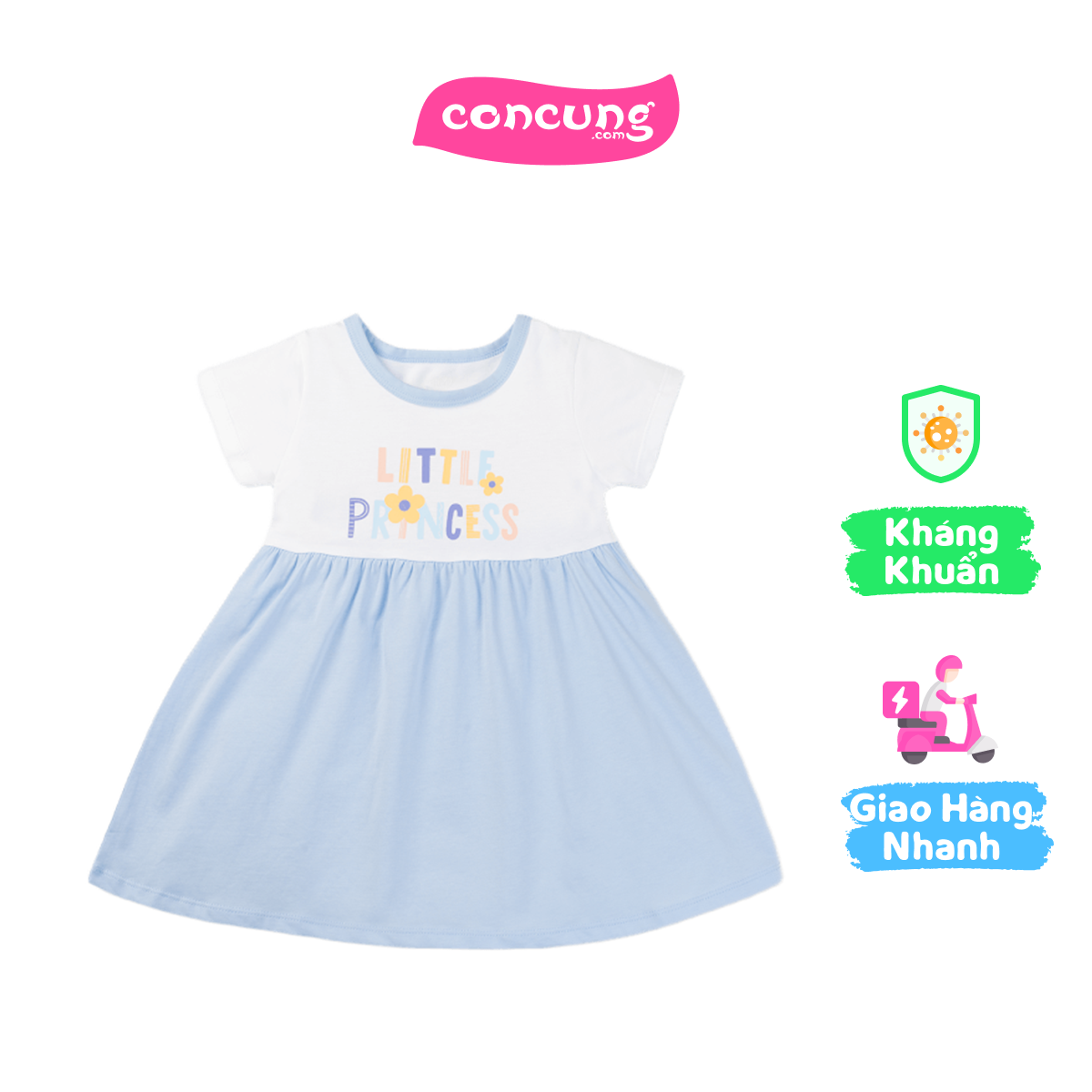 Đầm bé gái Animo Easy TX0825059 (3Y,Trắng-hồng,TT01)