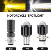 Dual Color LED H4 Motorcycle Headlight Bulbs - 3000K/6000K