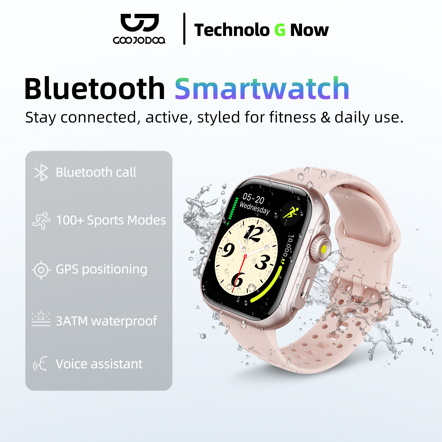 Goojodoq GPS Smart Watch, Alexa Voice Assistant, กันน้ำ3ATM (ว่ายน้ำได้อย่างปลอดภัย), ตรวจสอบนาฬิกา, โทรผ่านบลูทูธและโหมดกีฬามากกว่า100
