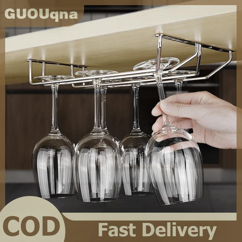 GUOUqna Giá treo rượu bằng thép không gỉ màu bạc giá treo ly Kệ Treo Ly