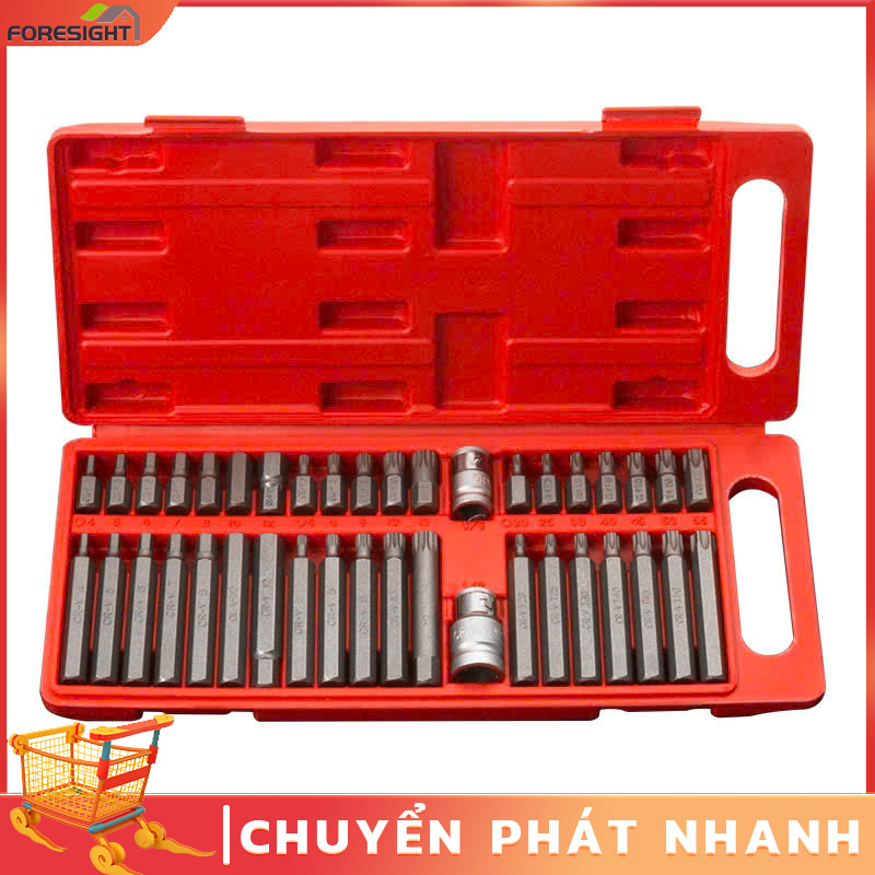 Bộ lục giác hoa thị, lục giác 40 chi tiết đa năng THÉP CRV HỘP ĐỎ