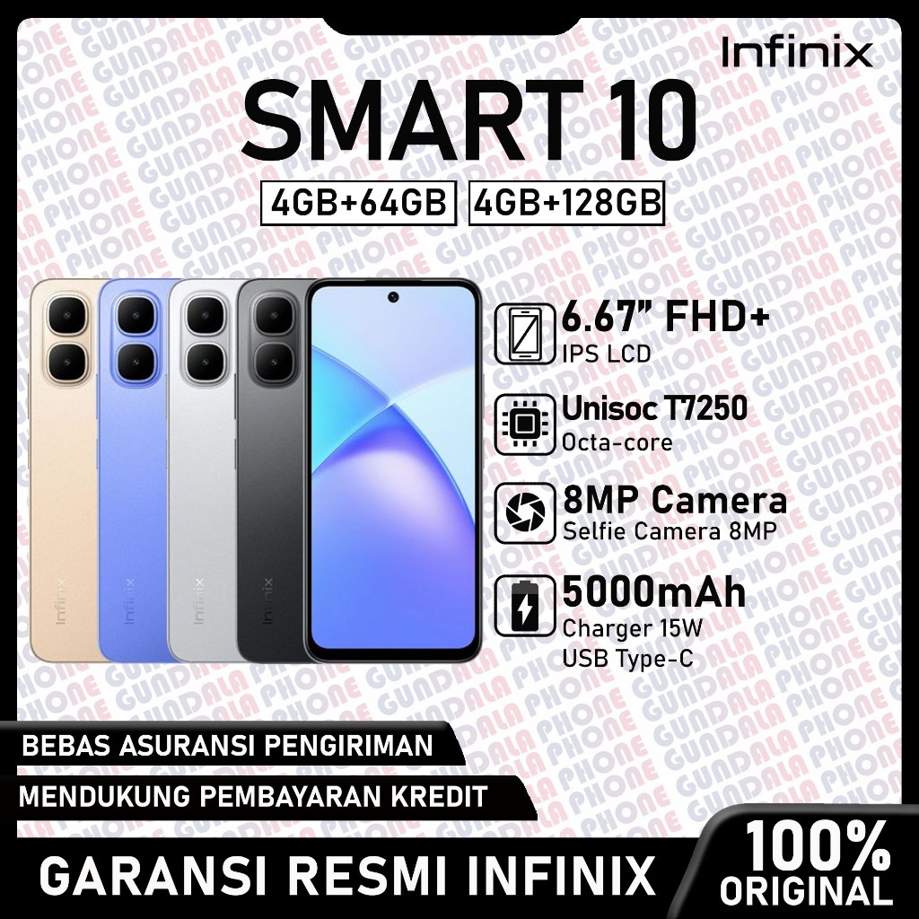 Infinix Smart 10 Garansi resmi Harga  1,256,000 Ringgit*Penghantaran Percuma