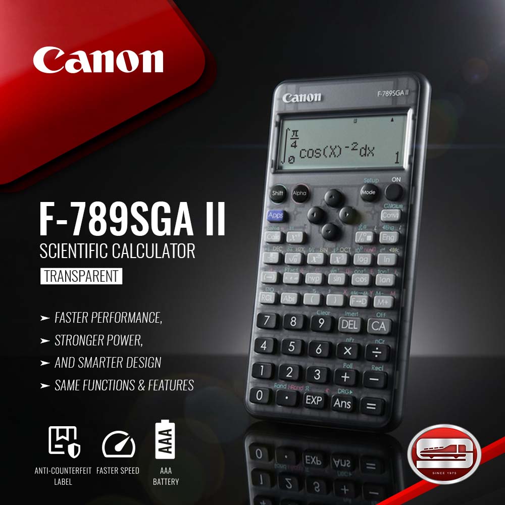 Canon F-789SGA II VERSION 2 Scientific Calculator Transparent Casing