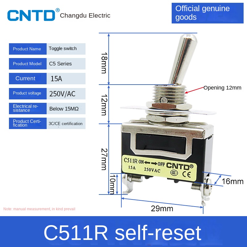 Công Tắc gạt C511r CNTD | C511B/C512B/C513B/C521B/C522B/C523B - Tự Khóa/Phục Hồi, 2-6 Chân, Có Nắp Bảo Vệ C5 Tự Động Hóa