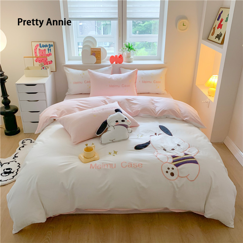 Chenmi Craft Bed Sheet Set of Four Cute Cotton Cartoon Embroidered Bed Sheet and Bedding ราคา 1,133 บาท*ส่งฟรี