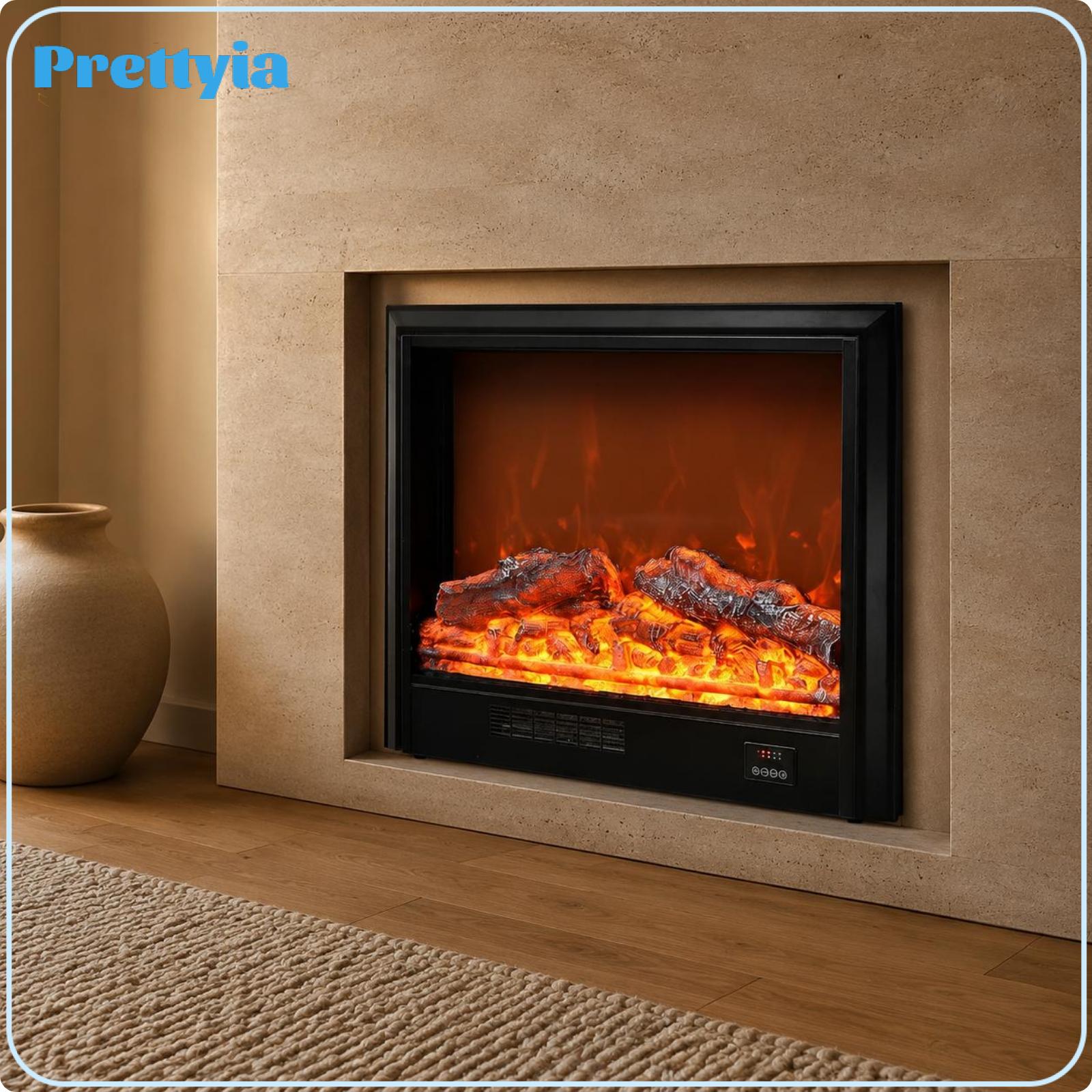 Electric Flame Fireplace Space-Saving Design Built-in Fireplace Heater Decorative Flame Heater Quiet Operation for Living Room