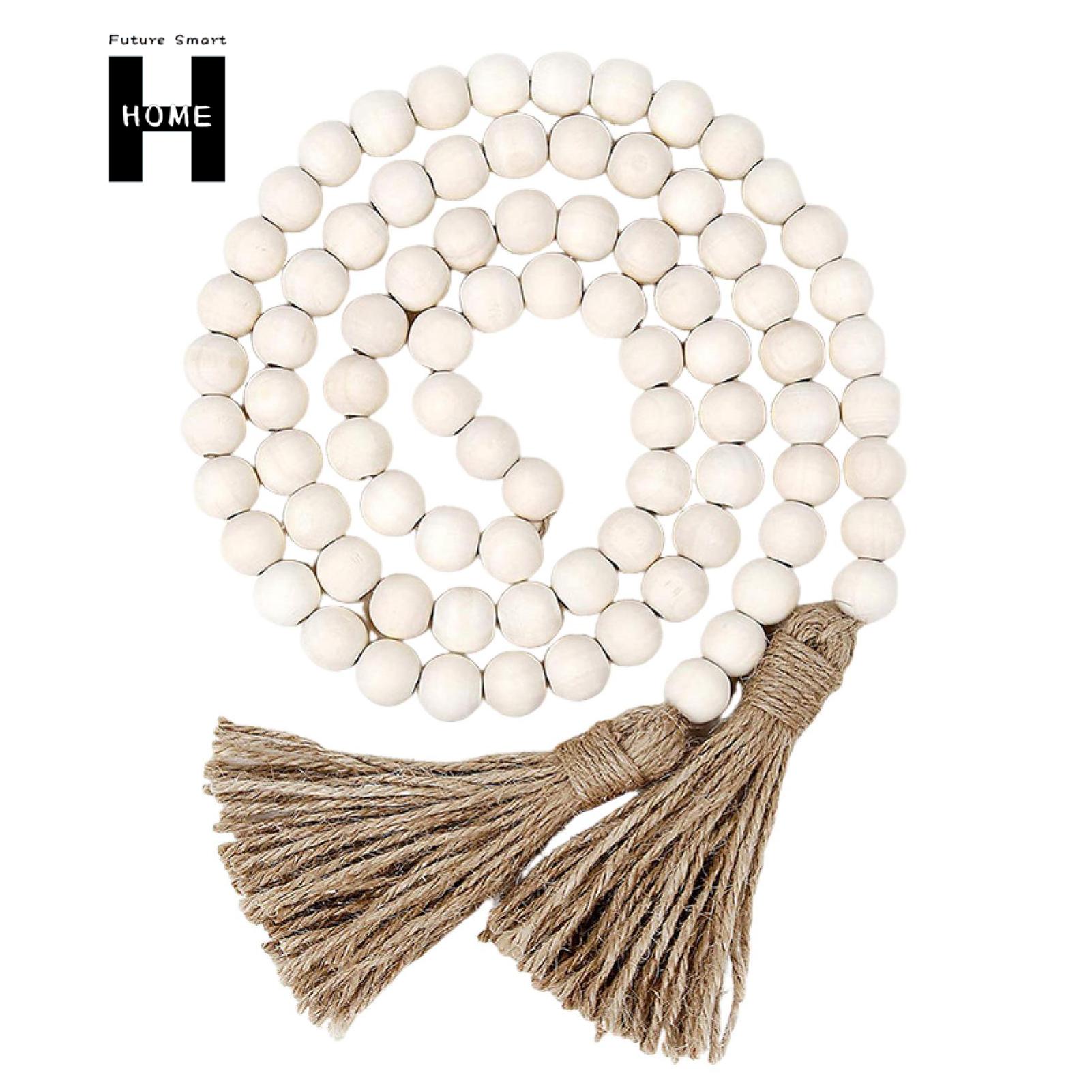 FSH Plant Pot Bead Garland Bohemian Style Bead Garland Boho Farmhouse Wall Hanging Decor Diy Rustic Tassel Bead Garland for Plant Pots Candle Holders
