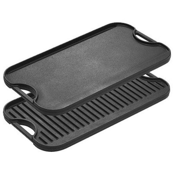 Lodge Pre-Seasoned Cast Iron Reversible Grill/Griddle With Handles, 20 Inch x 10.5 Inch - One tray Singapore
