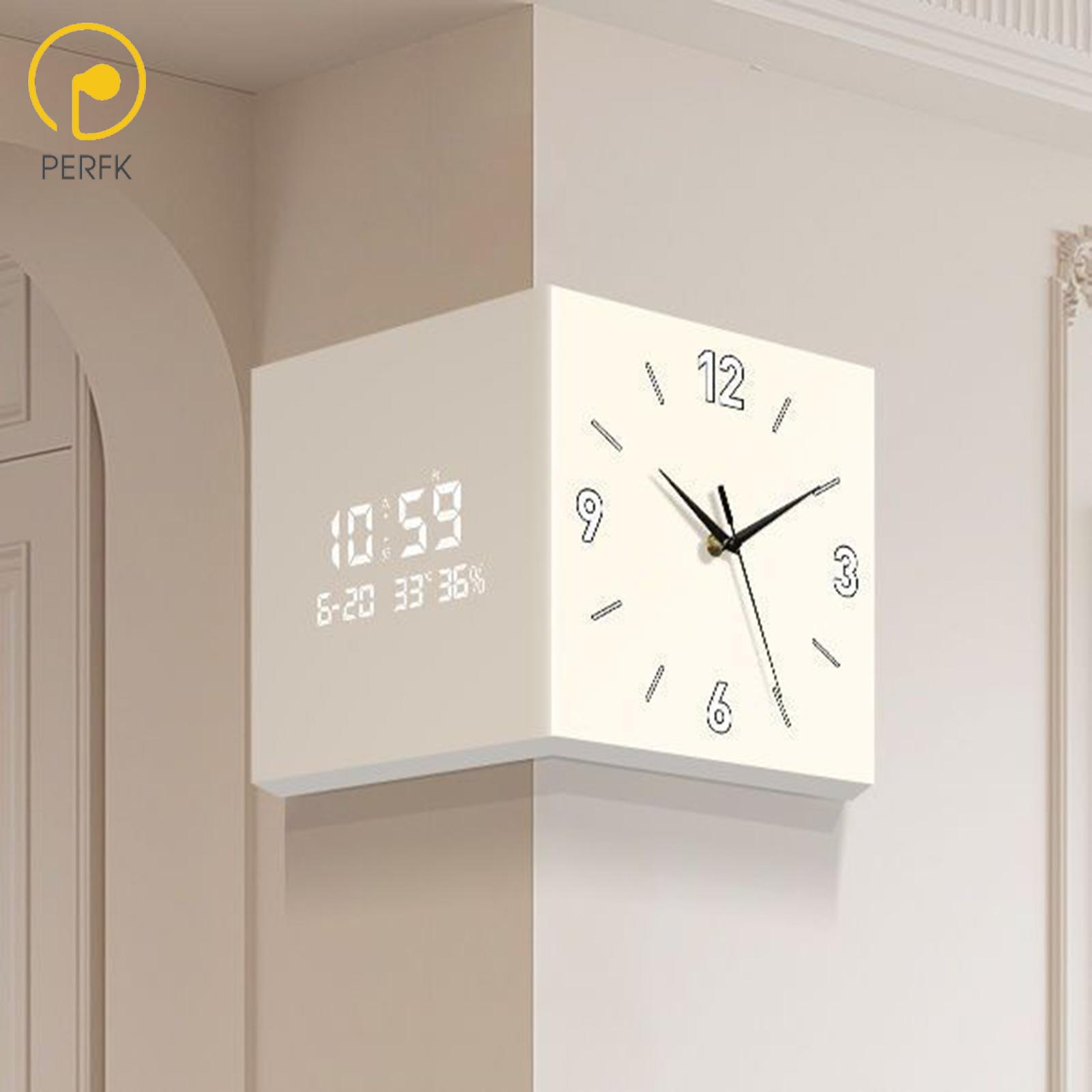Perfk Double Sided Wall Clock Metal Corner Clock Creative Art Square Electronic Clock for Living Room Bedroom Office Home Decor ราคา 2,990 บาท*ส่งฟรี