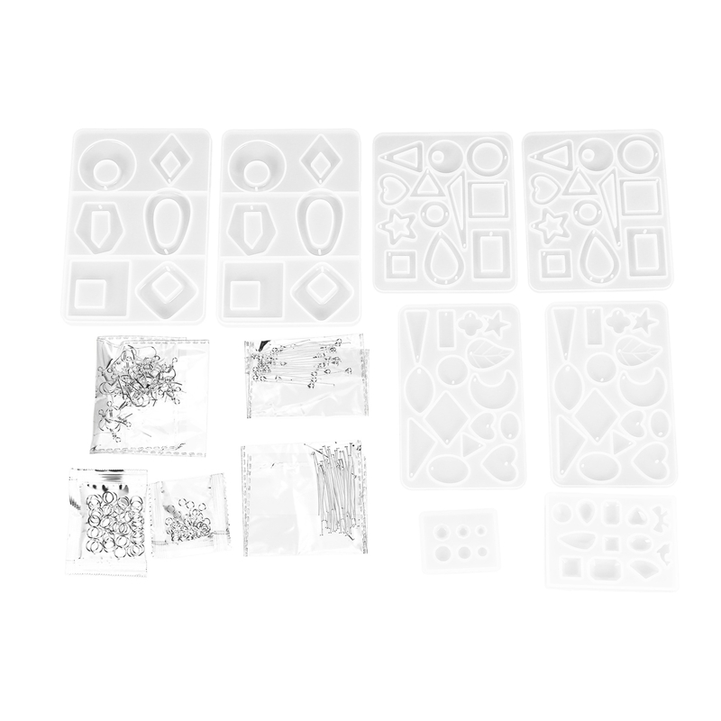 3 Pairs Earring Resin Molds with 2Pcs Stud Earring Jewelry Epoxy Resin Silicone Molds Including Earring Hooks, Jump Rings, Head/Eye Pins for Resin Jewelry, Resin Crafts DIY
