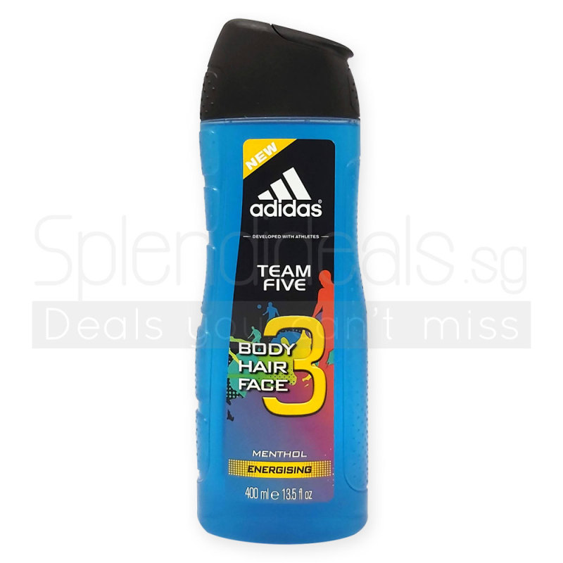 Buy (Pack of 3) ADIDAS Shower Gel - Team Five Special Edition 3 in 1 Hair and Body Shower Gel 400ml - 1455 Singapore