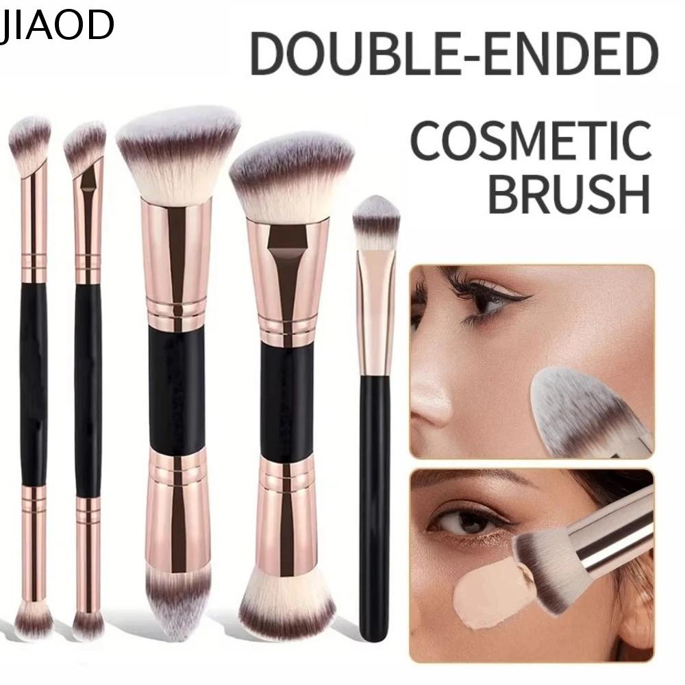 JIAOD 2/4/5Pcs Đỉnh phẳng Cọ trang điểm hai đầu Đầu nghiêng Lông bàn chải mềm Bộ cọ trang điểm Cọ tán phấn Hai đầu Bộ cọ trang điểm nền Trang điểm cho người mới bắt đầu