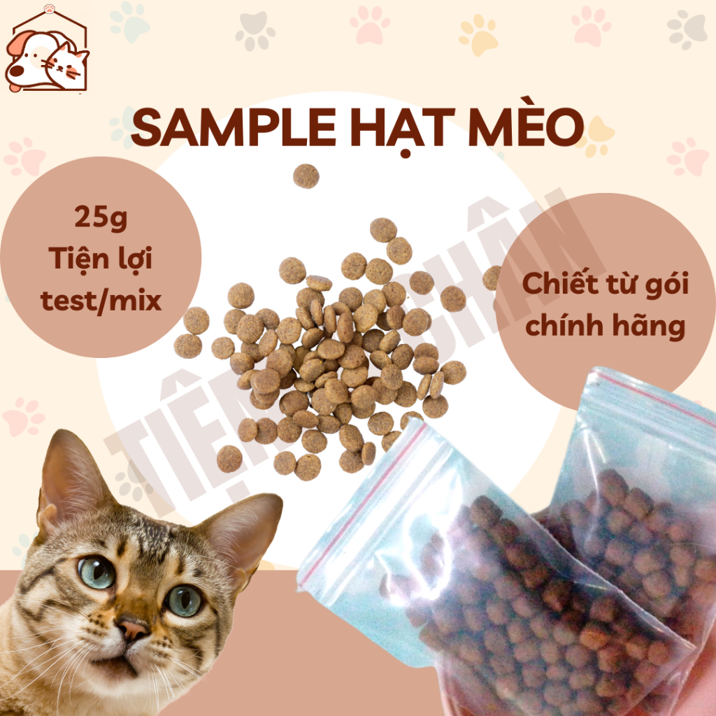 (25g) Mẫu thử Sample thức ăn khô hạt cho mèo các hãng đủ vị phần 1