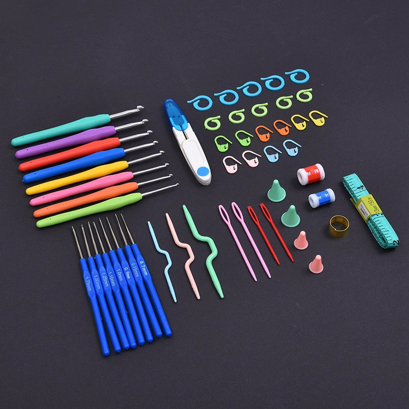 Set Crochet Hook Beg Jarum Kait Magic Knitting Colorful Tool Handmade Kit 53pcs Kait Crochet Needle