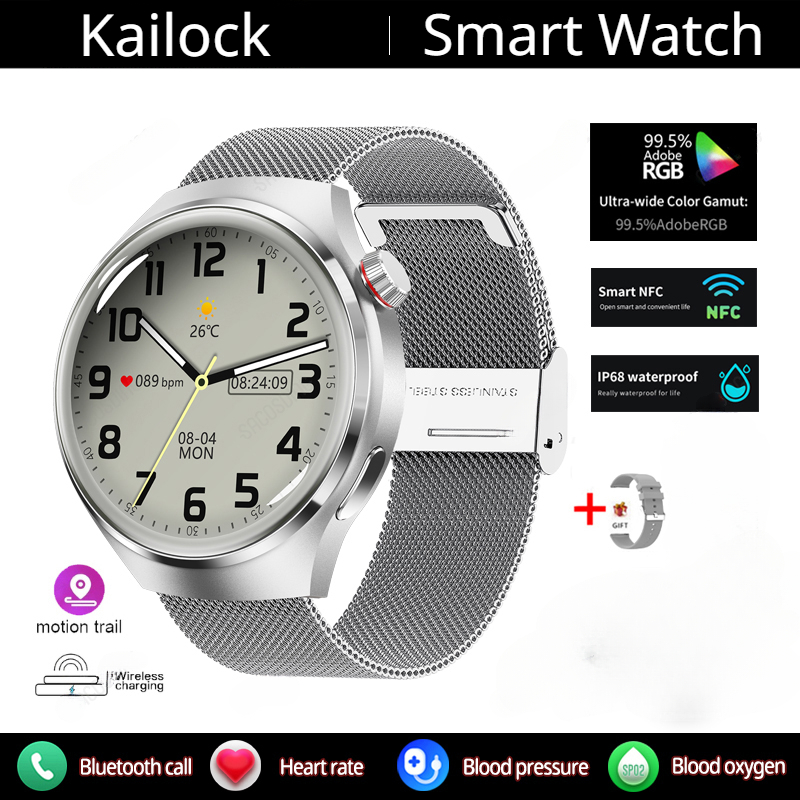 GT4 Pro Smart Watch 1.54“ 360*360 Wireless Charging Bluetooth Call NFC  Business Watch 380 Large Battery PK Huawei GT3 Compass