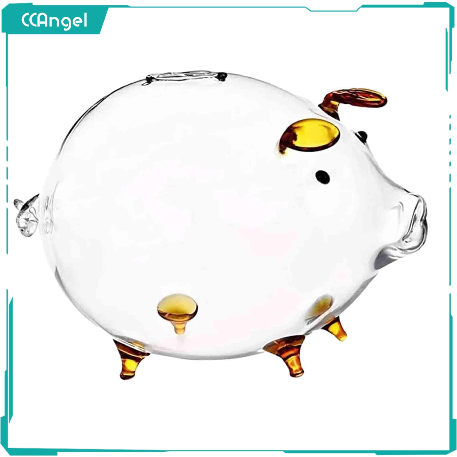 CCAngel 18x12cm Glass Piggy Bank Money Box Money Saving Jar Child Saving Pot Table Decoration for Kids Adults