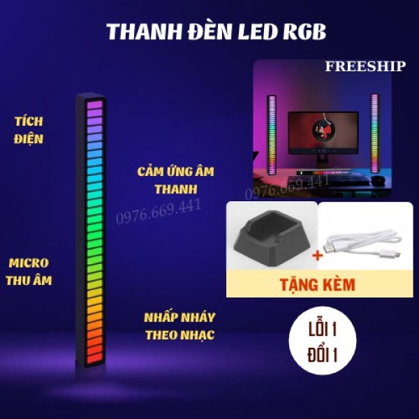 Bảng giá Thanh LED RGB Nháy Theo Nhạc, 16 Triệu Mầu, Điều Khiển Được Bằng App, Trang Trí Bàn Làm Việc, Xe Hơi Siêu Đẹp