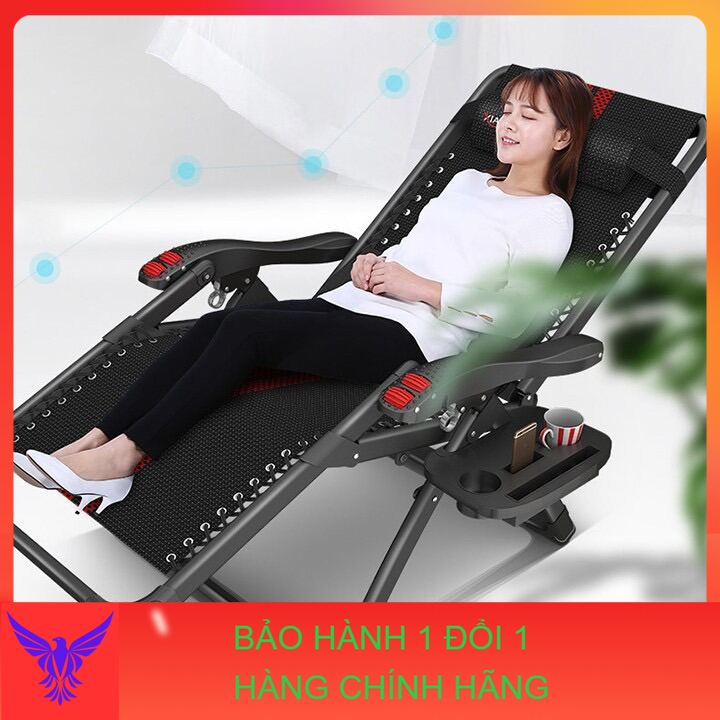 Ghế xếp thư giãn, ngủ trưa cao cấp, massa tay, ngăn để đồ