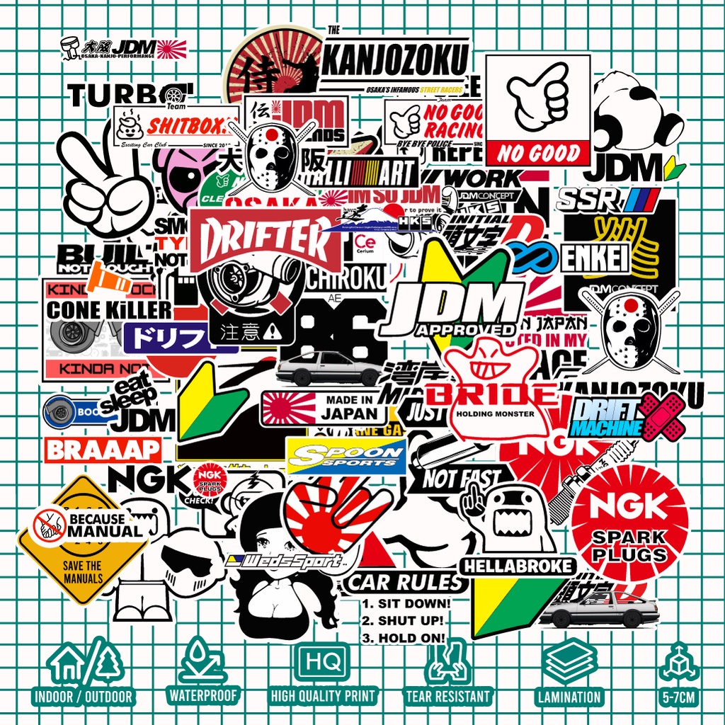 KRMK Sticker Pack JDM JAPAN DOMESTIC MARKET Stiker Mobil Harga 20,000 rupiah*Gratis Ongkir