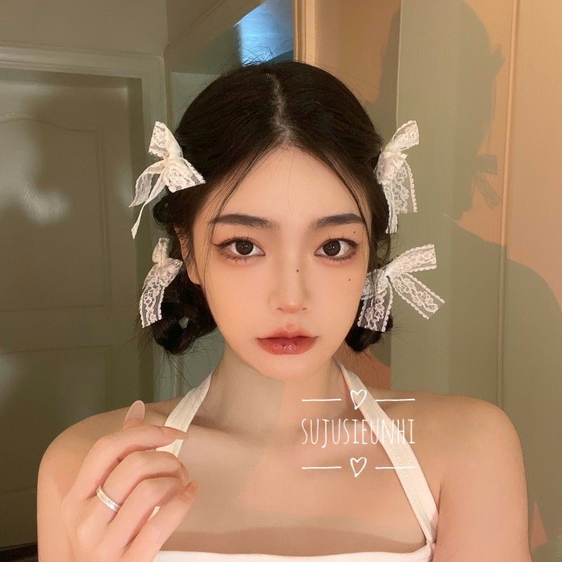 Kẹp nơ ren tiểu thư cài tóc công chúa giangpkc phụ kiện cưới giang