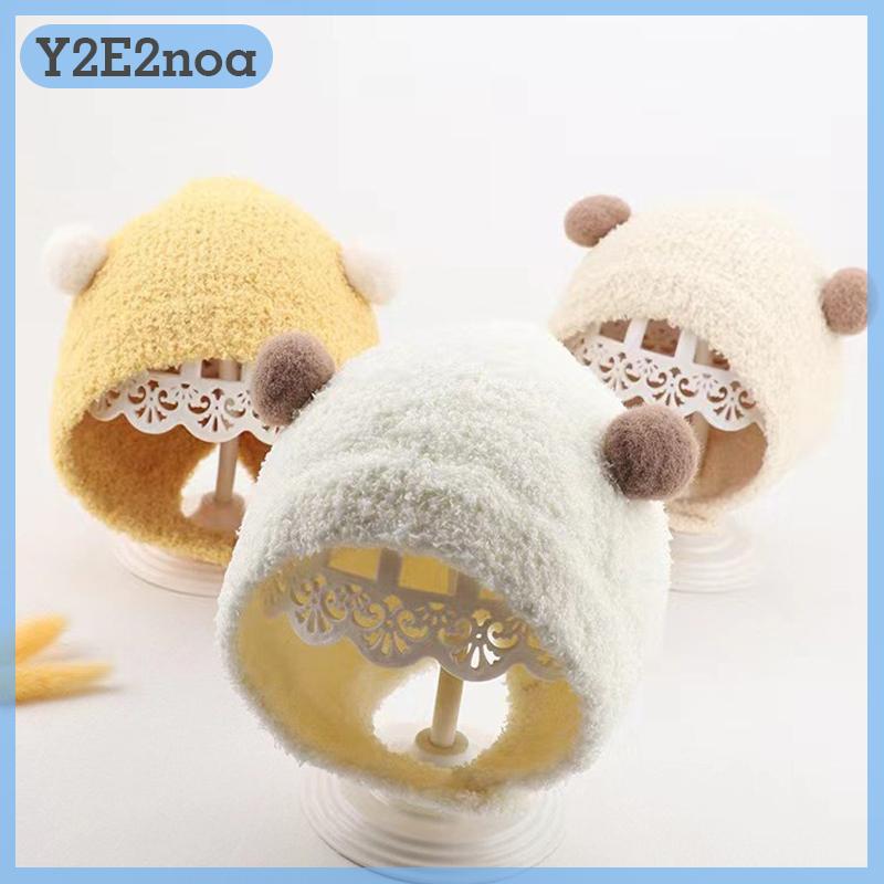 Y2E2noaDễ thương POM gấu bé Mũ 2024 mùa thu mùa đông bé Beanie Mũ cô gái chàng trai tai bảo vệ mũ mềm dày nắp ca-pô
