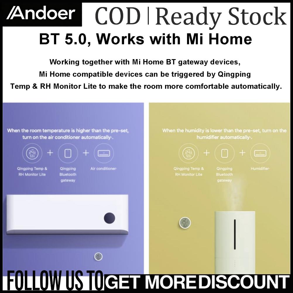 Andoer อุปกรณ์อัจฉริยะ จอภาพอุณหภูมิและความชื้นในร่ม จอแสดงผล LCD เซ็นเซอร์ รองรับ BT แอป Mi Home การเข้าถึงระยะไกลและระบบอัตโนมัติ เครื่องปรับอากาศ เครื่องทำความชื้น การวัดที่แม่นยำ ราคา 638 บาท*ส่งฟรี