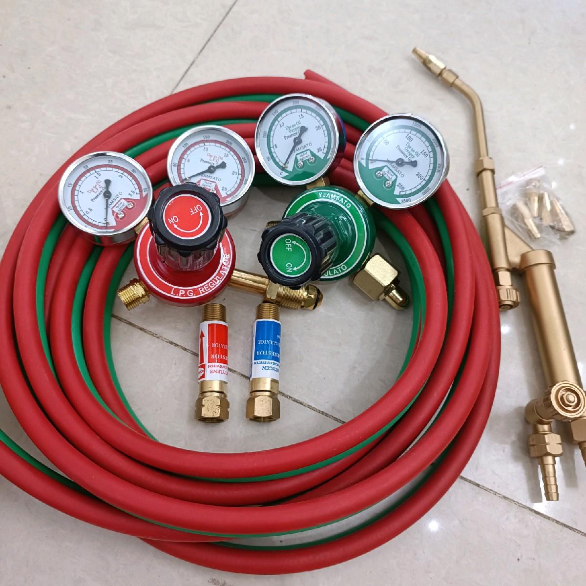 Bộ hàn hơi gió đá đầy đủ, bộ hàn hơi oxy gas kèm 10m dây hơi đôi 6.5, đồng hồ oxy gas van chống cháy, mỏ hàn hơi