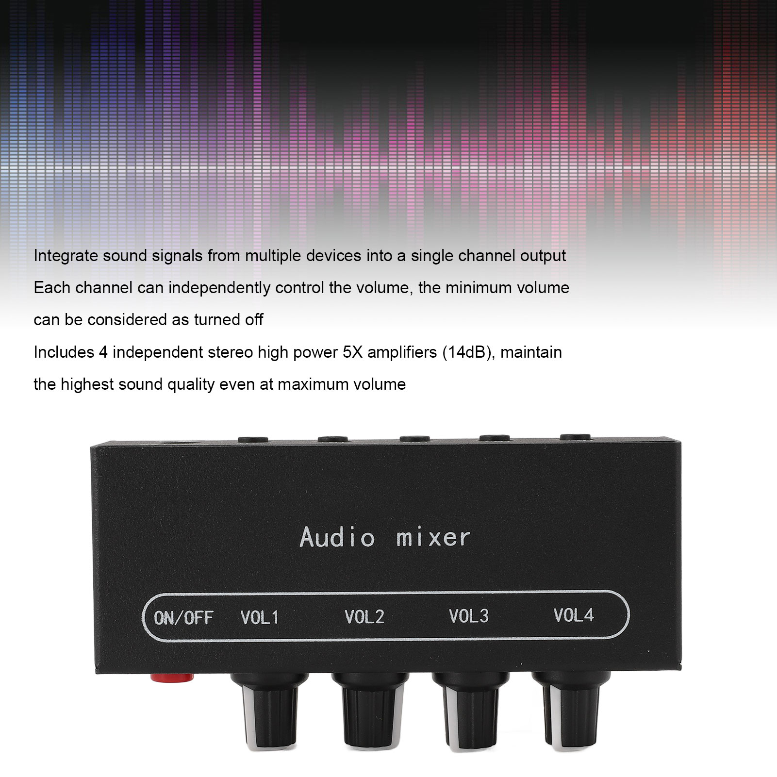 Stereo dòng mixer siêu thấp tiếng ồn dòng mixer 4 kênh DC5-12V cho microphone