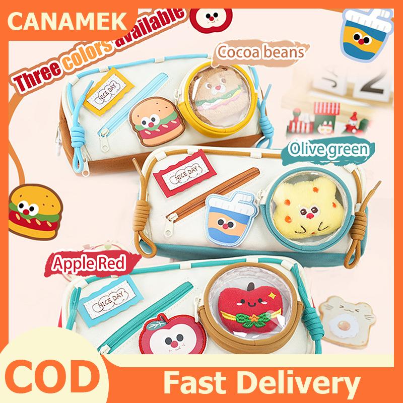 CANAMEK Túi đựng bút chì hoạt hình túi đựng bút chì cầm tay sinh viên tổ chức văn phòng phẩm dung lượng lớn phong cách Ins