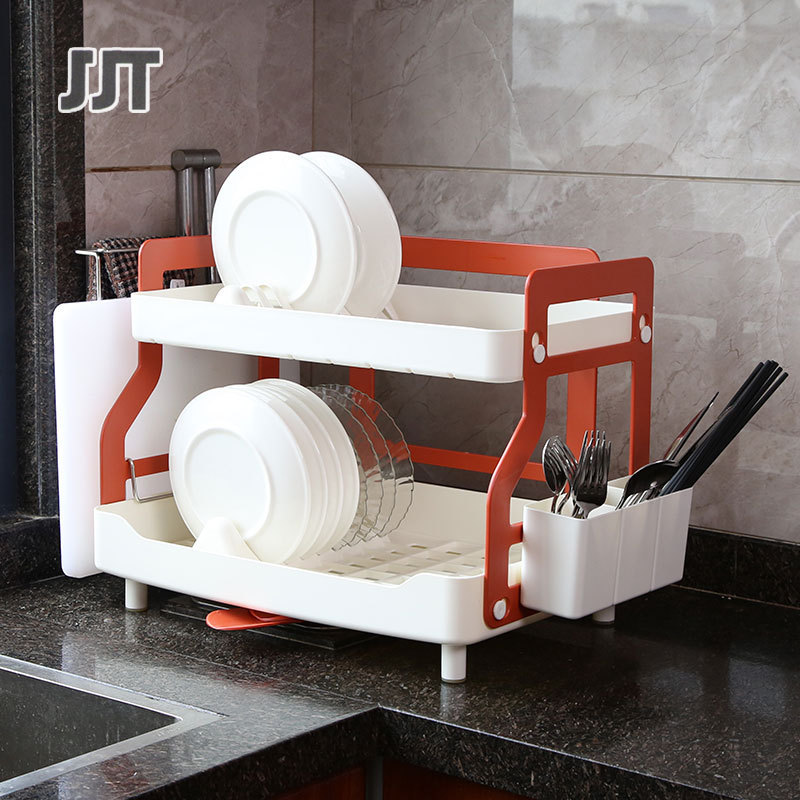 dish drainer shelf plate rack Household kitchen shelf Draining bowl rack Large double-layer bowl chopsticks Tableware storage box Multi-layer flip plastic cupboard Adjustable drain pot rack dish rack storage rack detachable storage bowl dish rack ราคา 1,367 บาท*ส่งฟรี