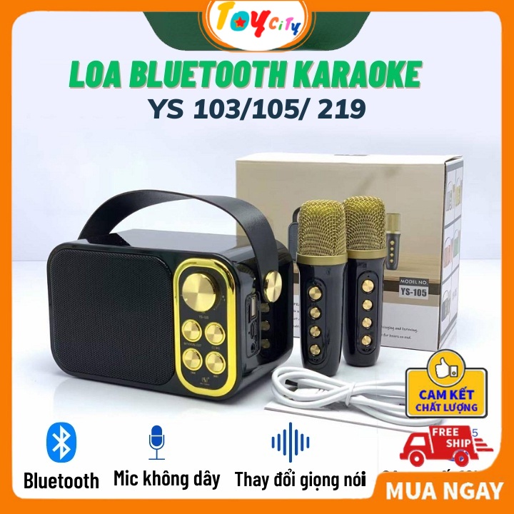 Loa Karaoke - Loa Bluetooth Karaoke YS-103/105/219 Tích Hợp Bass Âm Thanh Sống Động Tặng Kèm Mic Không Dây - TOYCITY