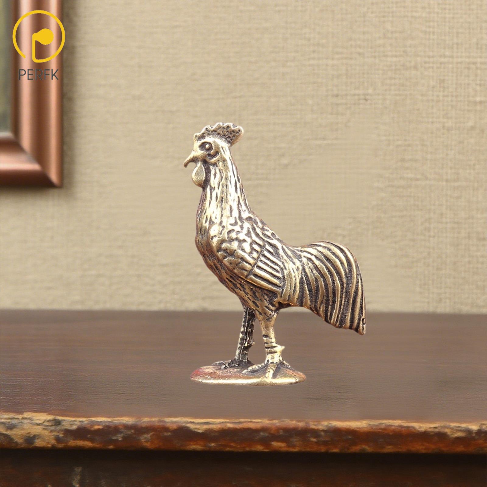 Perfk Brass Rooster Statue Tea Pet Artware Antique Craft Wealth Decor Good Fortune Lucky Figurine for Home Garden Office Table Car ราคา 57 บาท*ส่งฟรี