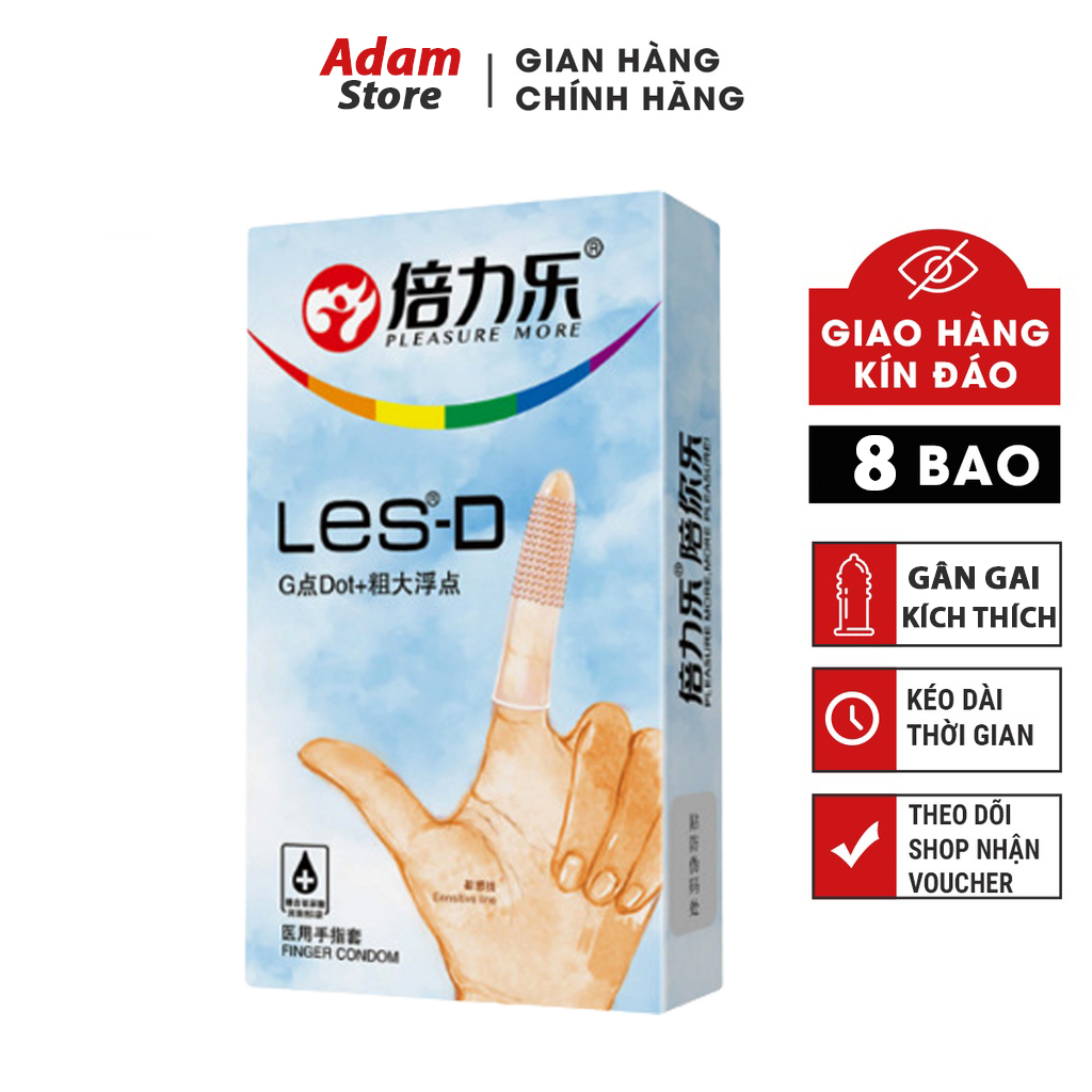 Bao cao su ngón tay LES - D bao ngón tay có gai bcs ngón tay 1 hộp 8 cái
