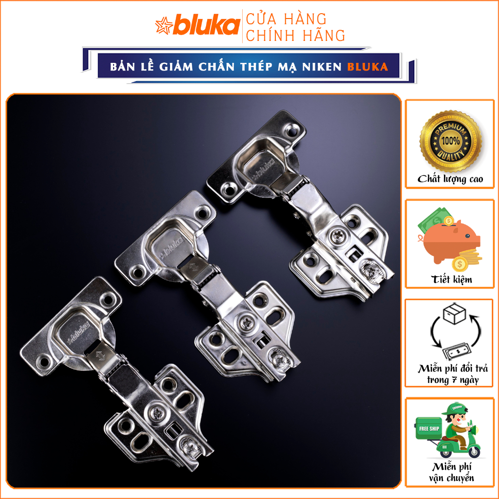Bản lề giảm chấn thép mạ niken bluka