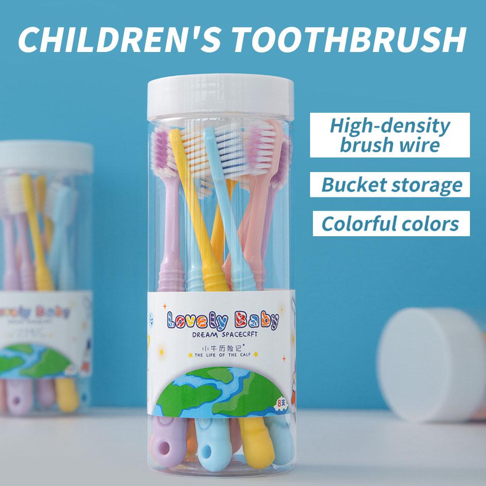 BZAJGEJGESG (Baby Care) 6pcs / 8pcs Baby Toothbrush 3-12 Years Soft Tooth Brush Protect Teeth Health for Kids Toothbrushes on Hand Toothbrushbaby Bucket Packed Cartoon Toothbrush
