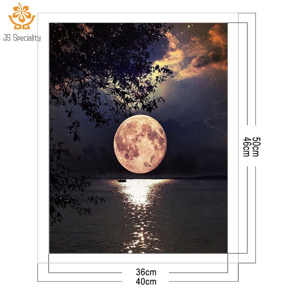 1thfull Cross Stitch handcraft 11CT đóng dấu mặt trăng hồ khâu trong nhà tự làm trang trí