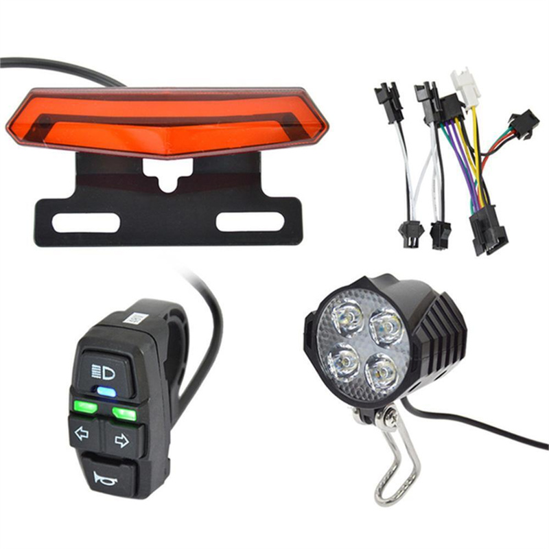 TrekTribe 24-48V Xe Đạp Điện Phía Trước Ánh Sáng Phía Sau Kit Sừng Đèn Pha Chuyển Đổi Ebike Lần Lượt