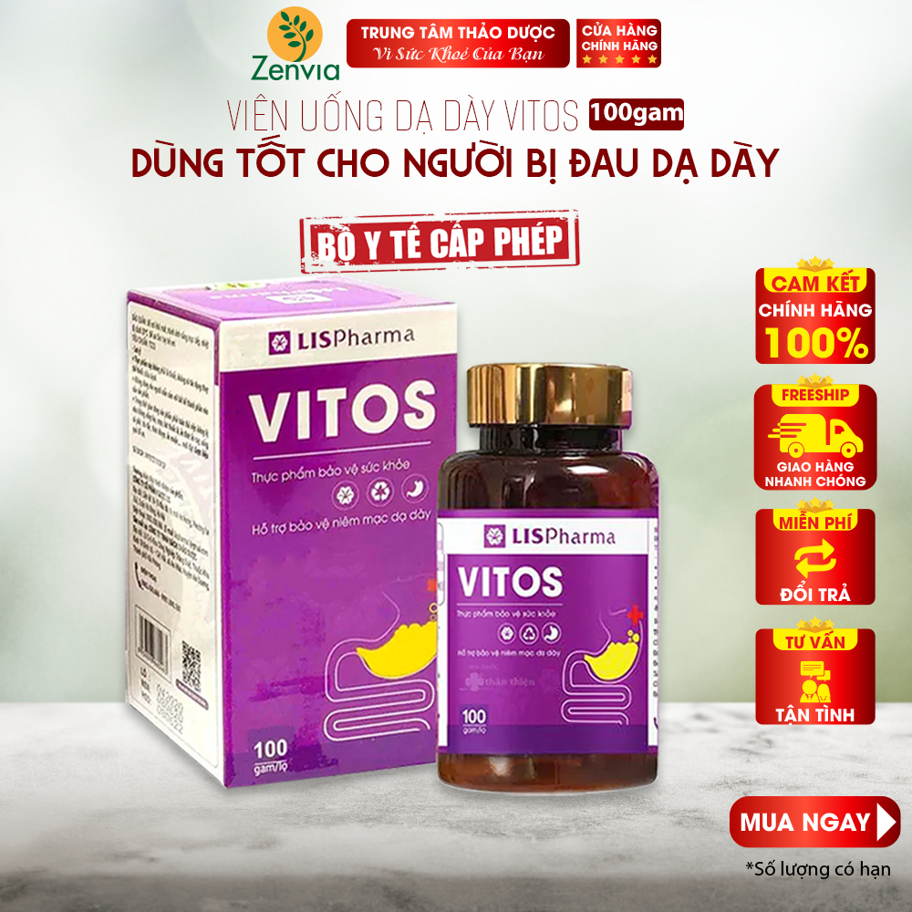 Dạ Dày Vitos - Hỗ Trợ Tiêu Hóa, Giảm Đau Dạ Dày, Làm Dịu Viêm Loét Dạ Dày Từ Thảo Dược, hộp 100gam